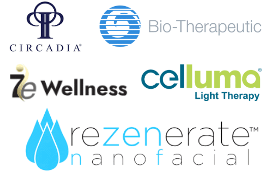 collage of logos of companies IIC partnered with for the esthetics program